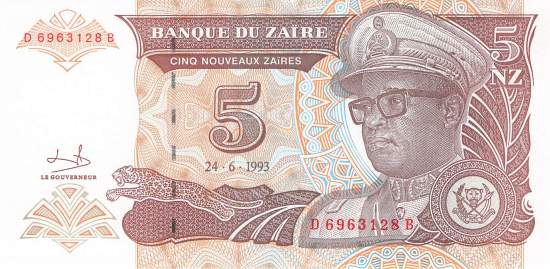 Zaire p53 5 nouveaux Zaires 1993 Vorderseite